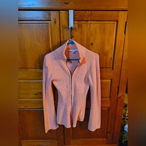 Boston Proper peach Zipup  Sweater. Gold Zipper XS Excellent Cond.